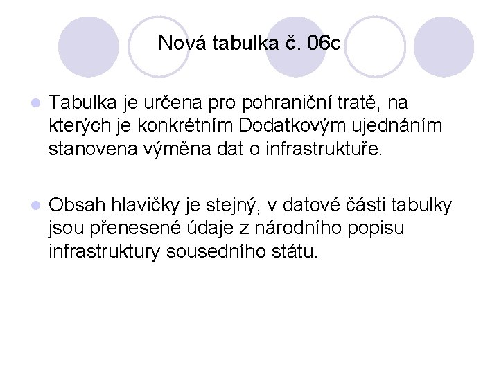 Nová tabulka č. 06 c l Tabulka je určena pro pohraniční tratě, na kterých