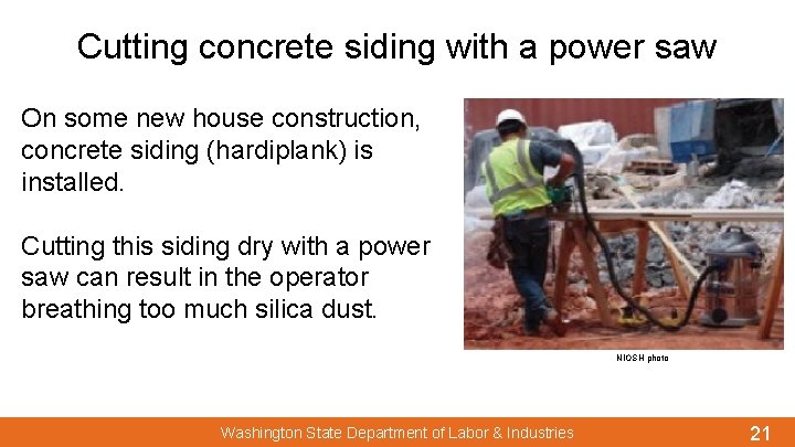 Cutting concrete siding with a power saw On some new house construction, concrete siding