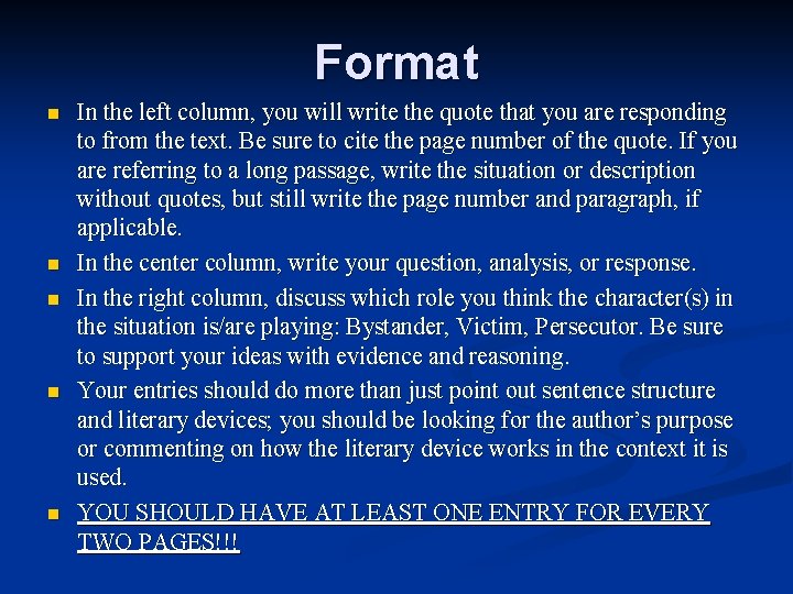 Format n n n In the left column, you will write the quote that Format n n n In the left column, you will write the quote that