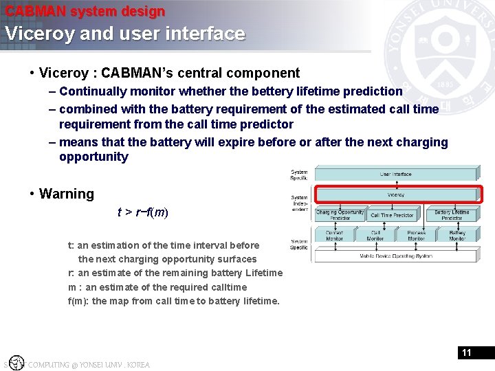 CABMAN system design Viceroy and user interface • Viceroy : CABMAN’s central component –