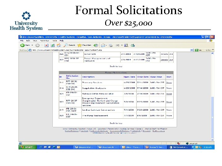 Formal Solicitations Over $25, 000 