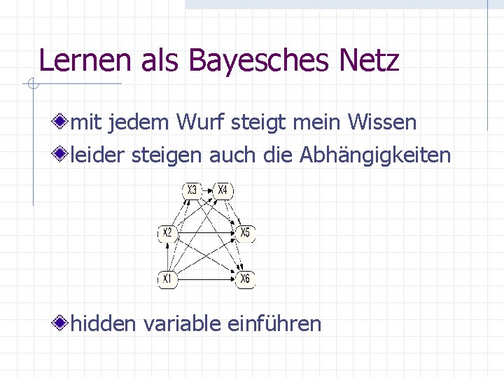 Lernen als Bayesches Netz mit jedem Wurf steigt mein Wissen leider steigen auch die