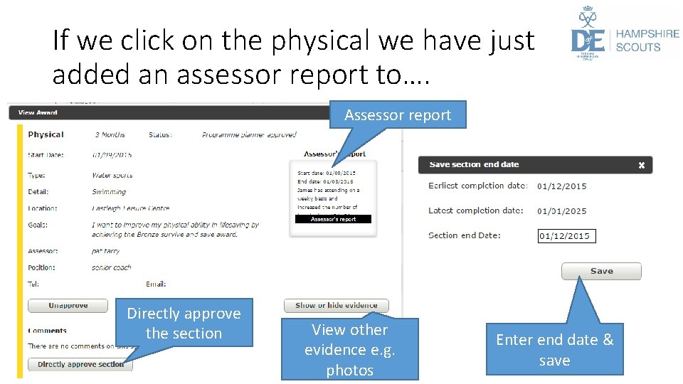 If we click on the physical we have just added an assessor report to….