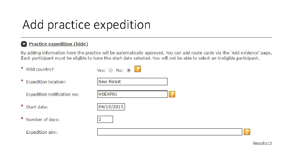 Add practice expedition 