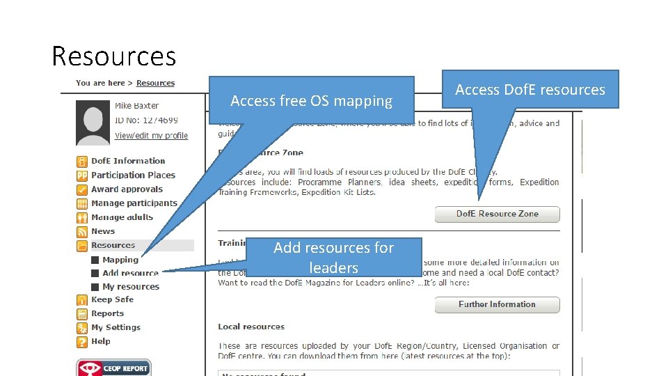 Resources Access free OS mapping Add resources for leaders Access Dof. E resources 