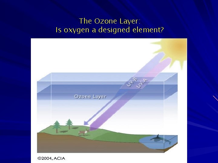 The Ozone Layer: Is oxygen a designed element? 