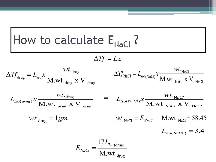 How to calculate ENa. Cl ? = 