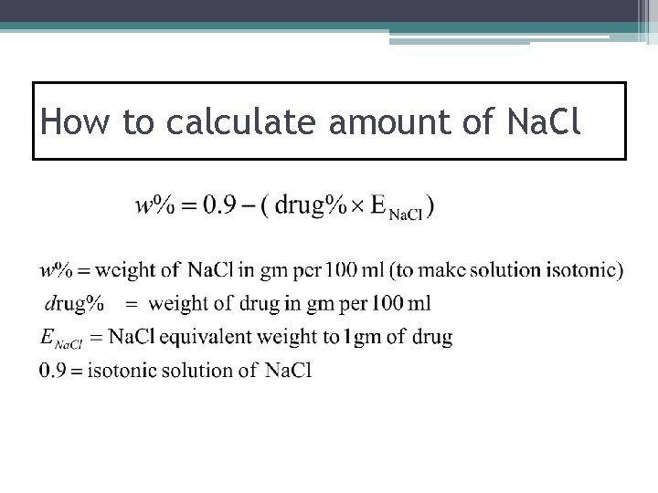 How to calculate amount of Na. Cl 