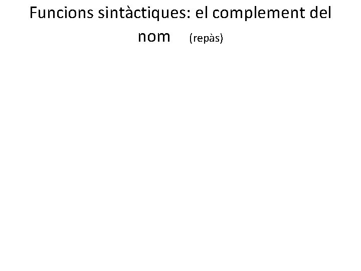 Funcions sintàctiques: el complement del nom (repàs) 