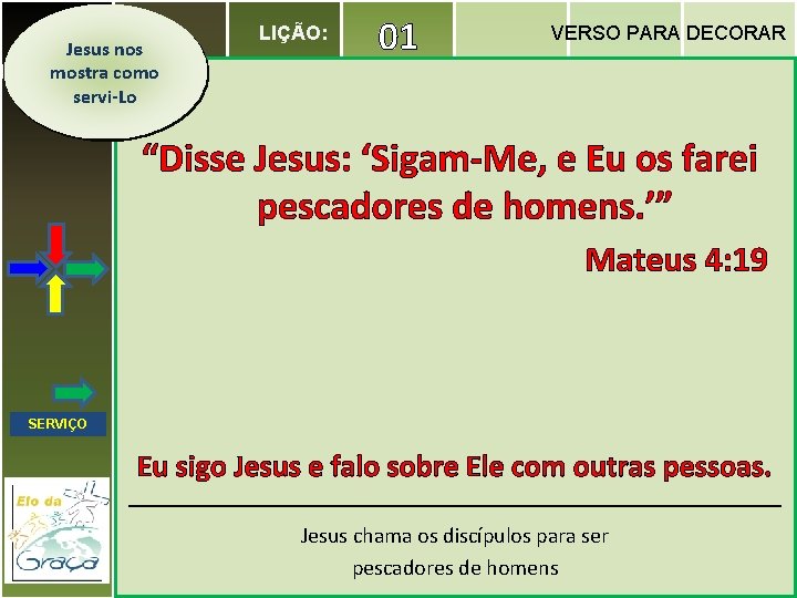 Jesus nos mostra como servi-Lo LIÇÃO: 01 VERSO PARA DECORAR “Disse Jesus: ‘Sigam-Me, e