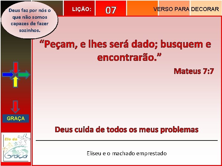 Deus faz por nós o que não somos capazes de fazer sozinhos. LIÇÃO: 07