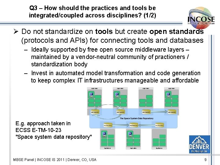 Q 3 – How should the practices and tools be integrated/coupled across disciplines? (1/2)