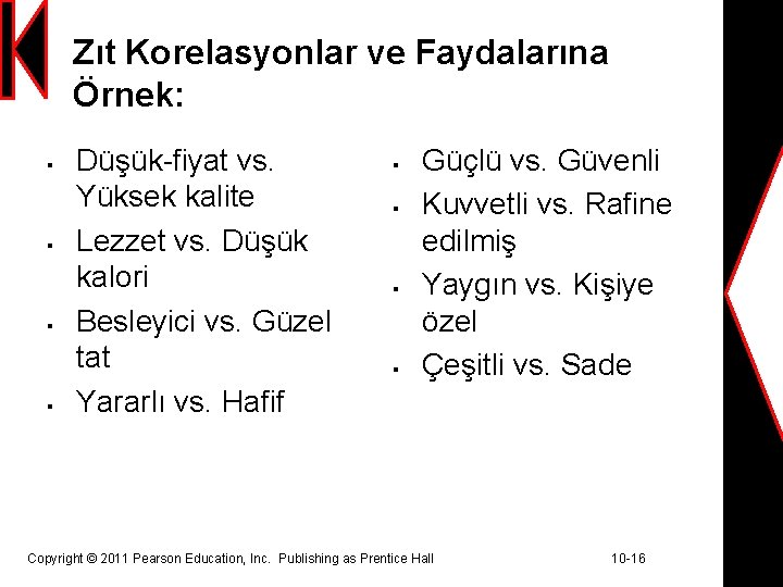 Zıt Korelasyonlar ve Faydalarına Örnek: § § Düşük-fiyat vs. Yüksek kalite Lezzet vs. Düşük