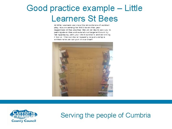 Good practice example – Little Learners St Bees Serving the people of Cumbria 