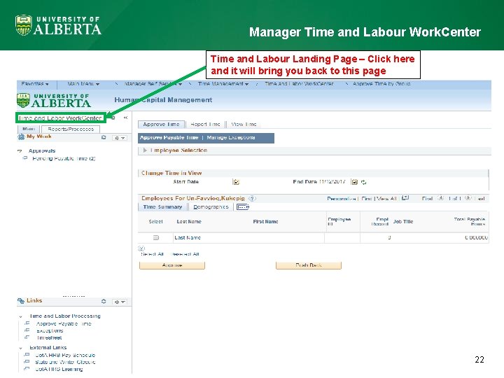 Manager Time and Labour Work. Center Time and Labour Landing Page – Click here