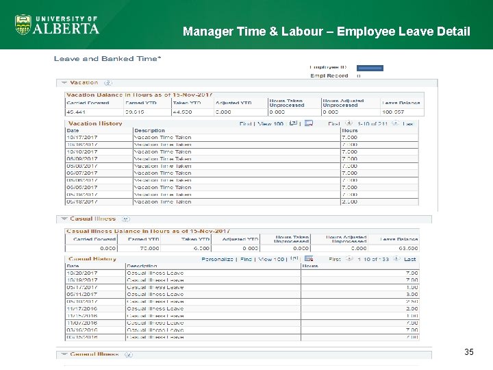 Manager Time & Labour – Employee Leave Detail 35 