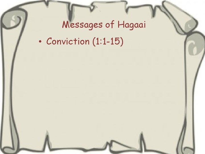 Messages of Hagaai • Conviction (1: 1 -15) 