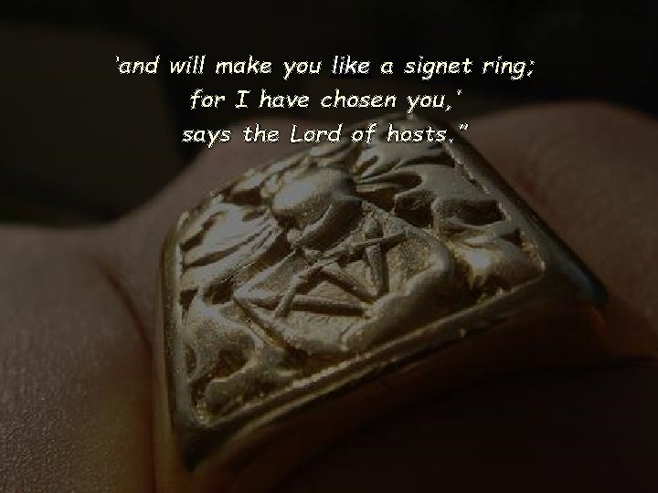 ‘and will make you like a signet ring; for I have chosen you, ’