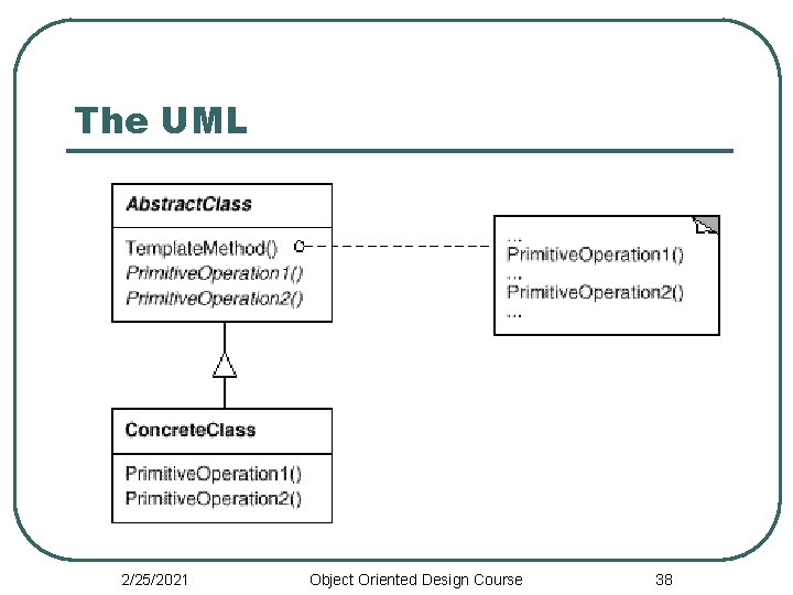 The UML 2/25/2021 Object Oriented Design Course 38 