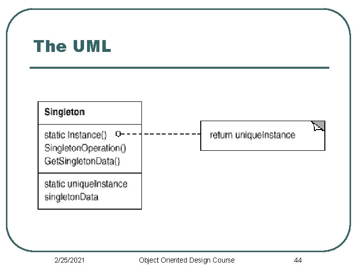 The UML 2/25/2021 Object Oriented Design Course 44 