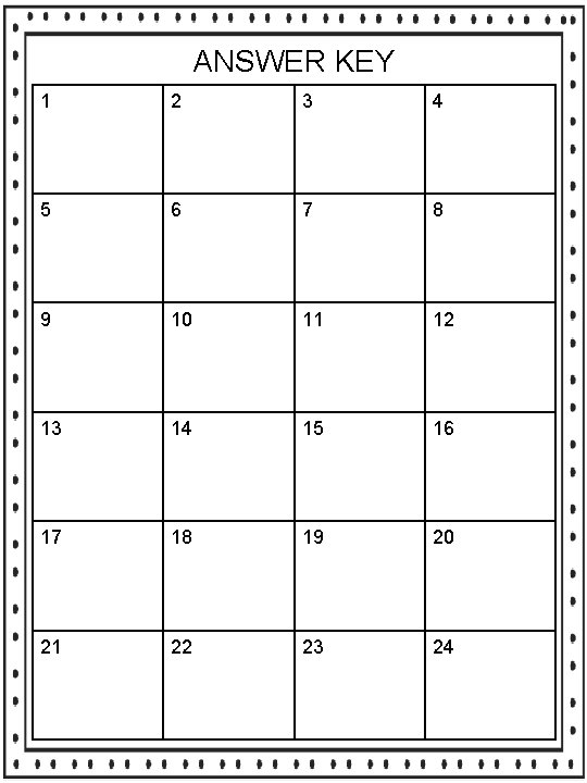 ANSWER KEY 1 2 3 4 5 6 7 8 9 10 11 12