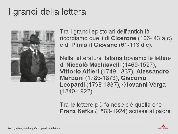 I grandi della lettera Tra i grandi epistolari dell’antichità ricordiamo quelli di Cicerone (106