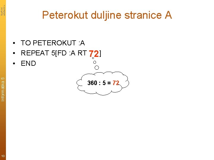 Sys. Print udzbenik. hr Peterokut duljine stranice A Informatika 5 • TO PETEROKUT :