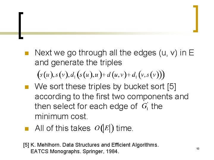 n Next we go through all the edges (u, v) in E and generate