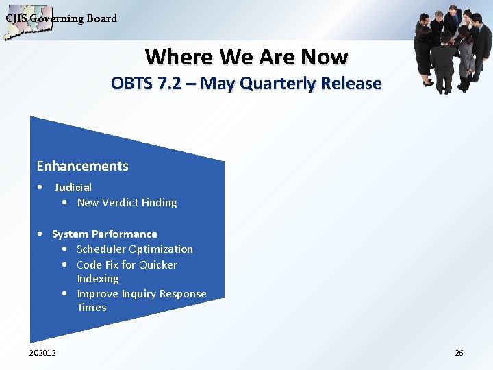 CJIS Governing Board Where We Are Now OBTS 7. 2 – May Quarterly Release