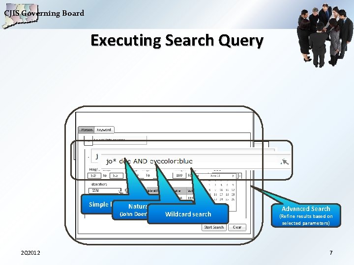 CJIS Governing Board Executing Search Query Simple keyword searchlanguage Natural (John Does’ with blue