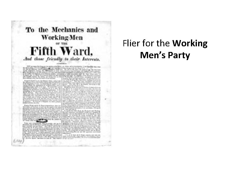 Flier for the Working Men’s Party 