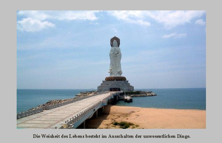 Die Weisheit des Lebens besteht im Ausschalten der unwesentlichen Dinge. 