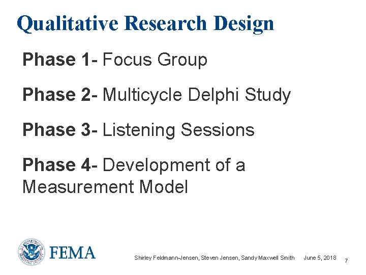 Qualitative Research Design Phase 1 - Focus Group Phase 2 - Multicycle Delphi Study