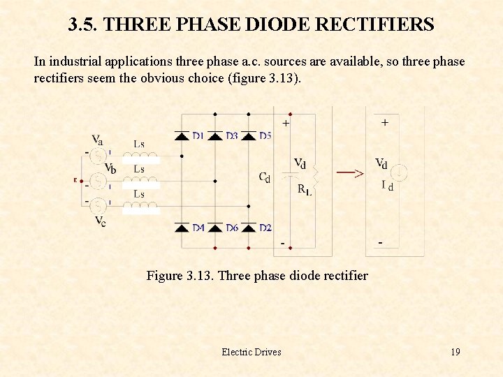 3. 5. THREE PHASE DIODE RECTIFIERS In industrial applications three phase a. c. sources