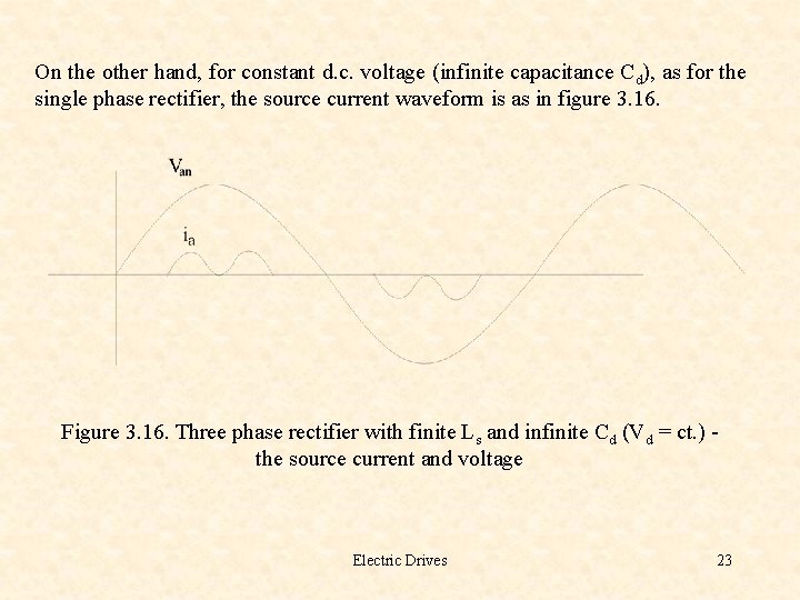 On the other hand, for constant d. c. voltage (infinite capacitance Cd), as for