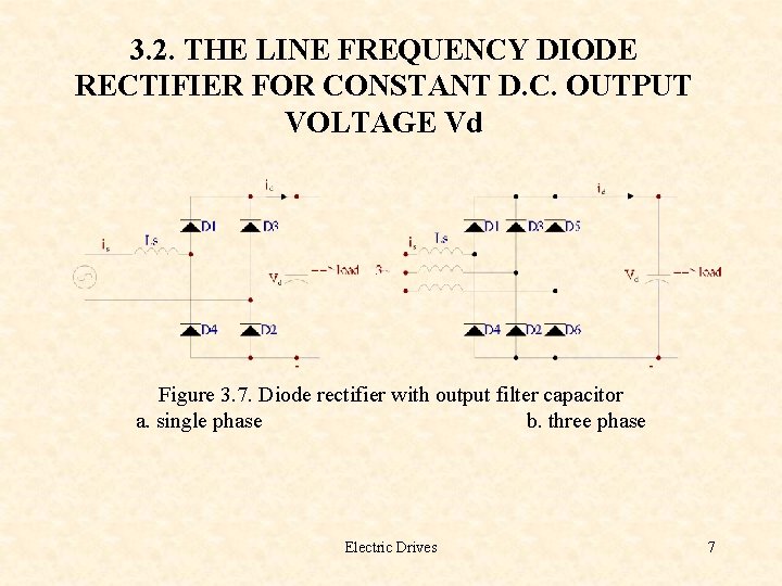 3. 2. THE LINE FREQUENCY DIODE RECTIFIER FOR CONSTANT D. C. OUTPUT VOLTAGE Vd