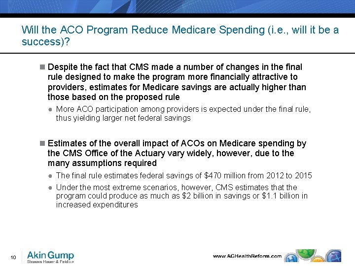 Will the ACO Program Reduce Medicare Spending (i. e. , will it be a