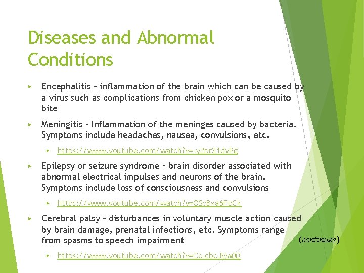 Diseases and Abnormal Conditions ▶ Encephalitis – inflammation of the brain which can be