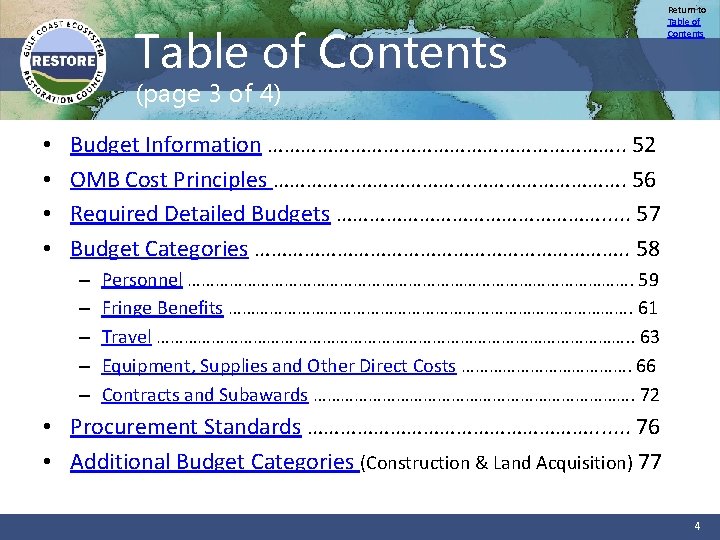 Table of Contents Return to Table of Contents (page 3 of 4) • •