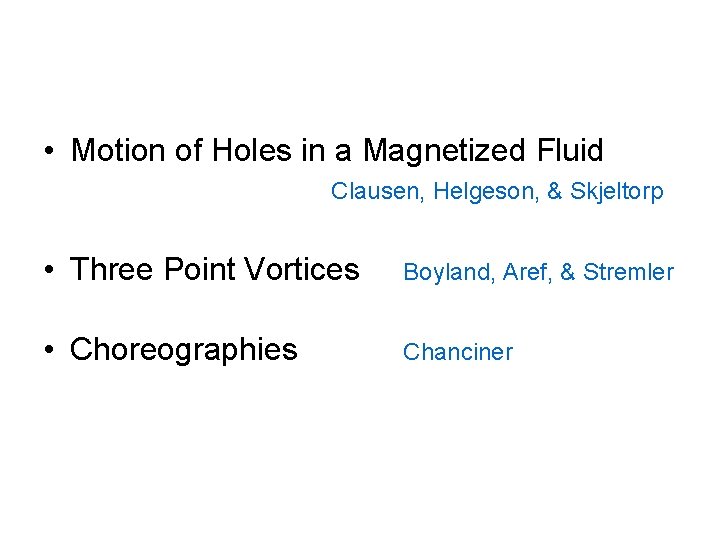  • Motion of Holes in a Magnetized Fluid Clausen, Helgeson, & Skjeltorp •