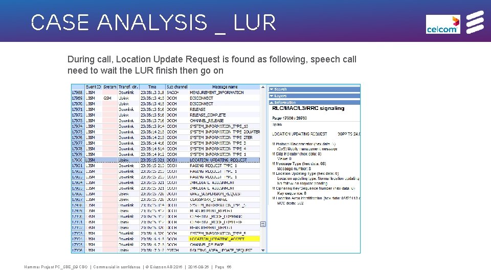 Case Analysis _ LUR During call, Location Update Request is found as following, speech