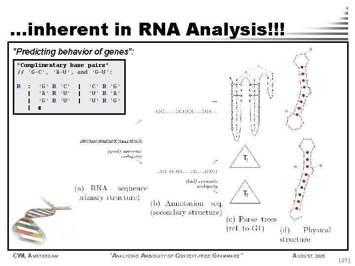. . . inherent in RNA Analysis!!! "Predicting behavior of genes": "Complimentary base pairs"