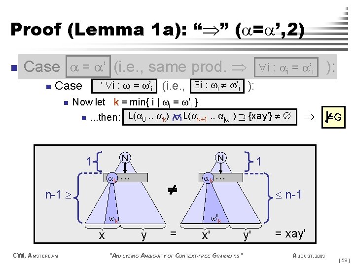 Proof (Lemma 1 a): “ ” ( = ’, 2) n Case = ’