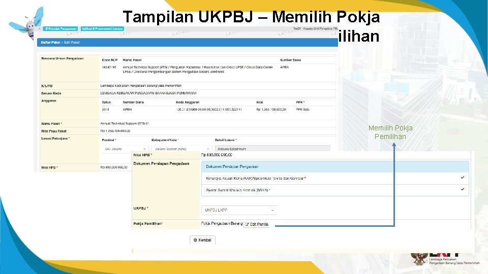 Tampilan UKPBJ – Memilih Pokja Pemilihan 