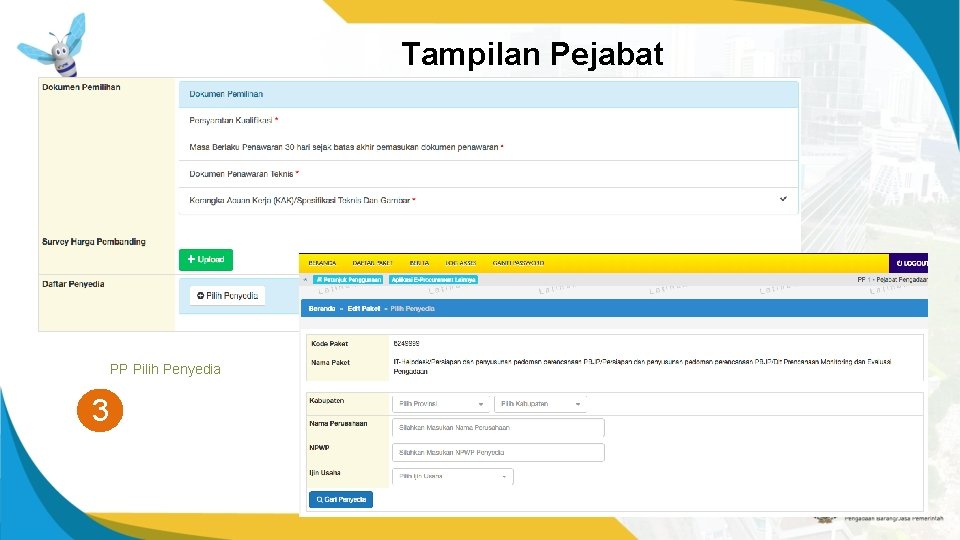 Tampilan Pejabat Pengadaan PP Pilih Penyedia 3 
