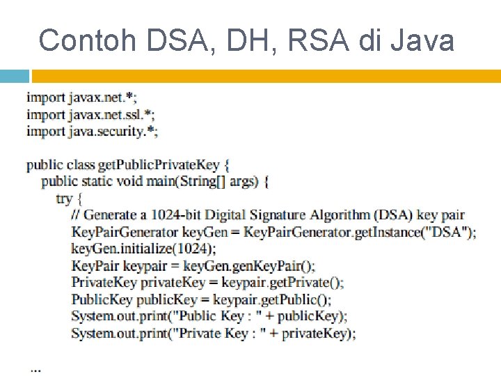 Contoh DSA, DH, RSA di Java 