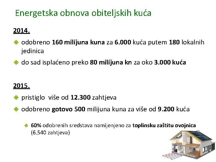 Energetska obnova obiteljskih kuća 2014. odobreno 160 milijuna kuna za 6. 000 kuća putem
