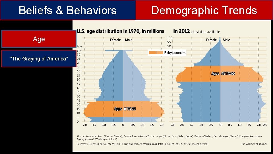 Beliefs & Behaviors Age “The Graying of America” Demographic Trends 