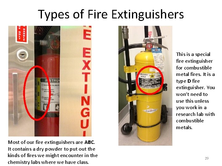 Types of Fire Extinguishers This is a special fire extinguisher for combustible metal fires. Types of Fire Extinguishers This is a special fire extinguisher for combustible metal fires.