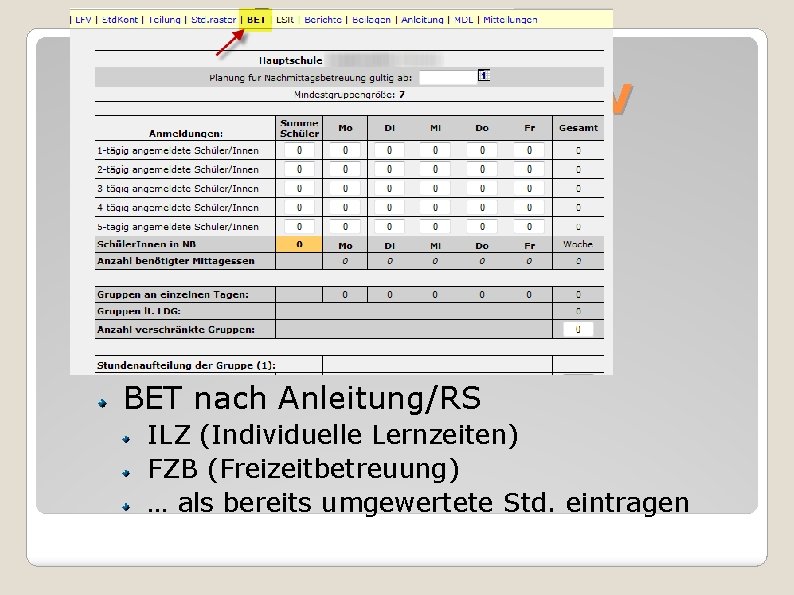Eröffnungsmeldung, LFV-Status: E… A… N… G… Editiermodus Antrag auf Genehmigung läuft Nicht genehmigt Genehmigt